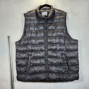 Champion Puffer Vest Mens 2XL Black Sparkle Quilted Full Zip Athleticwear